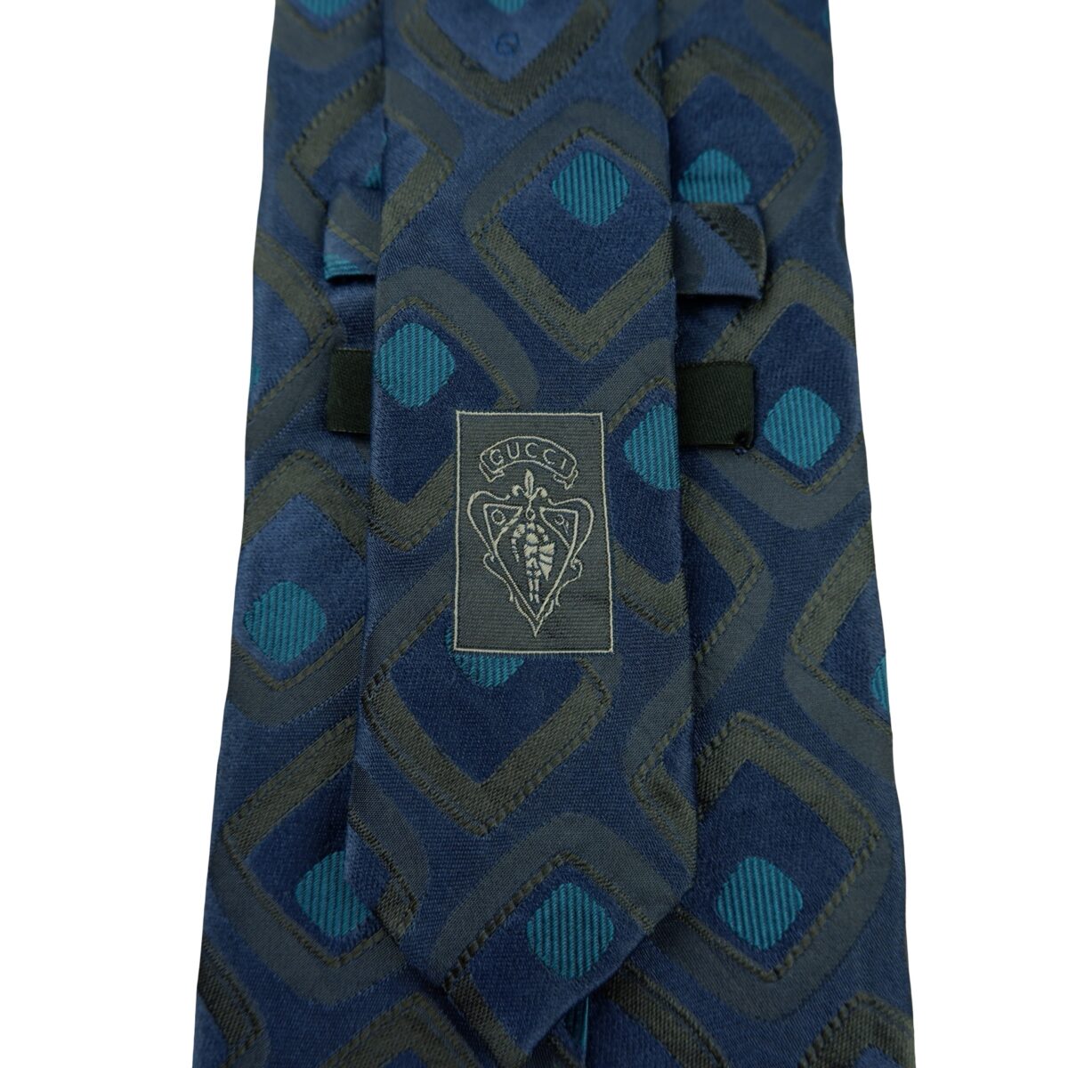 a16377 11 Gucci Tie Silk Navy Geometric Italy (US Import Tax Included) มุมที่ 11