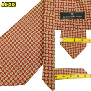 Ermenegildo Zegna Tie Silk Brown Geometric Italy (US Import Tax Included) มุมที่ 1