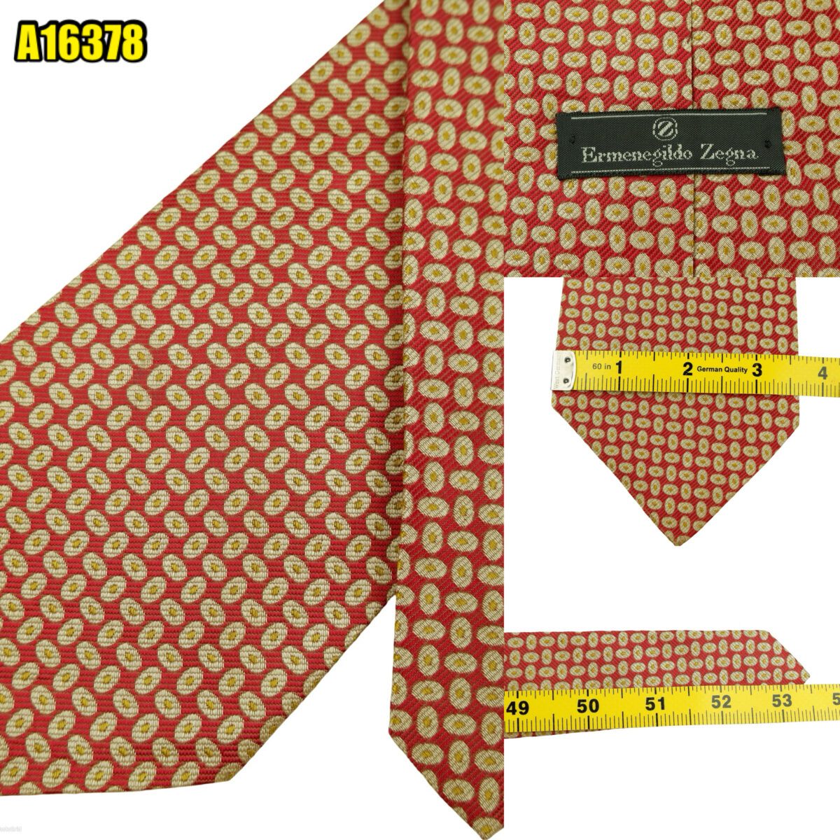 created by photogrid Ermenegildo Zegna Tie Silk Brown Geometric Italy (US Import Tax Included) มุมที่ 1