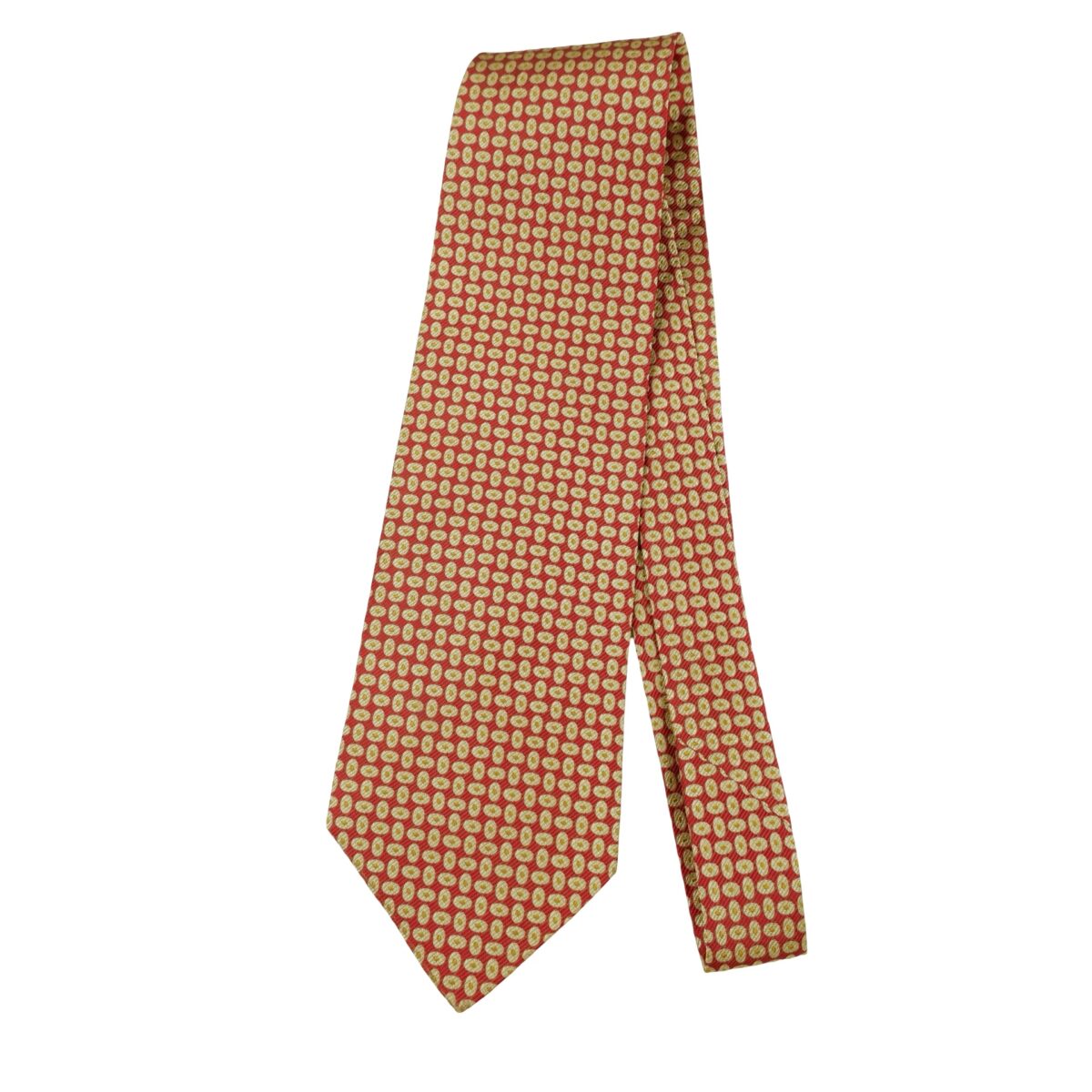 a16378 5 Ermenegildo Zegna Tie Silk Brown Geometric Italy (US Import Tax Included) มุมที่ 5
