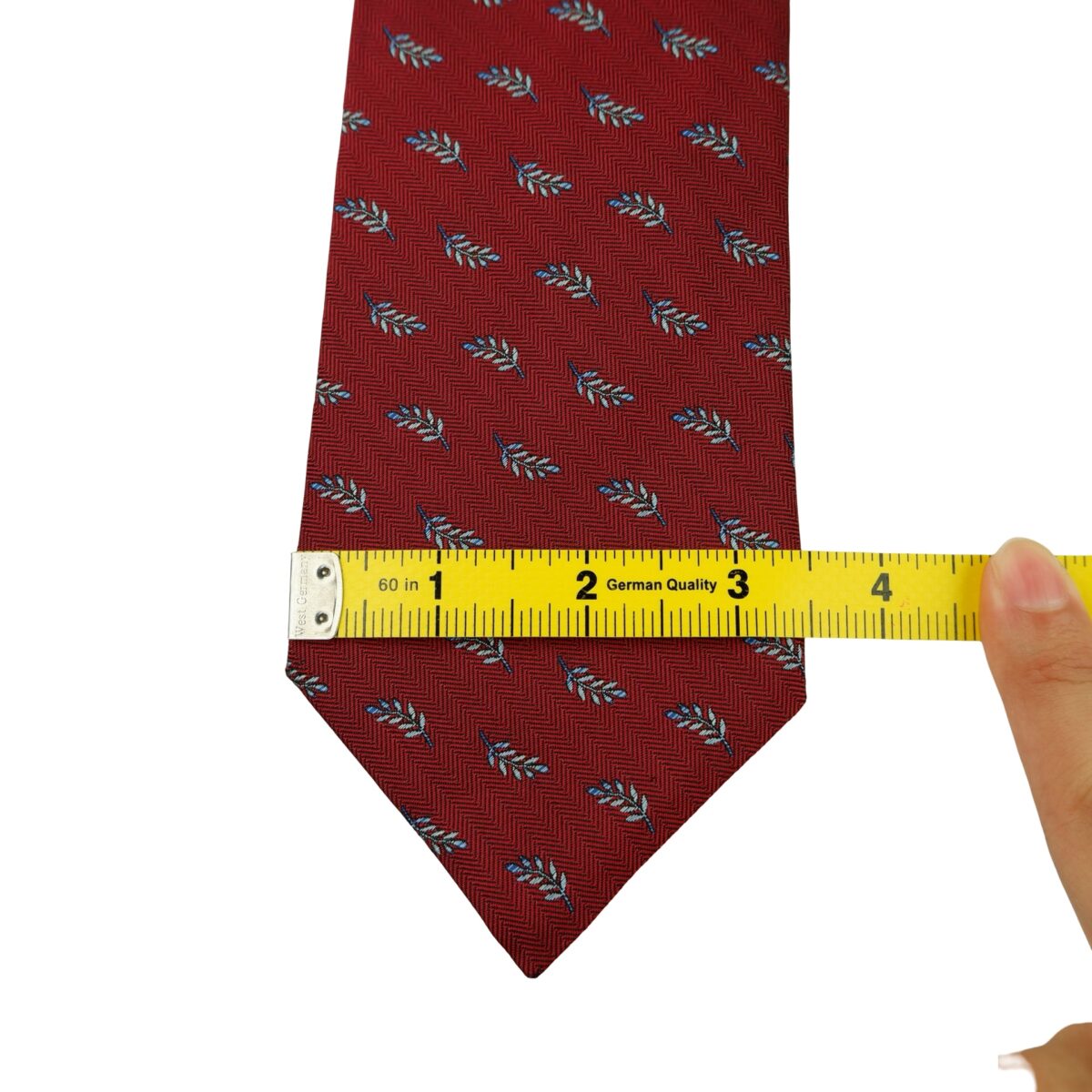 a16381 12 Hermes Tie Silk Maroon Floral Vine France (US Import Tax Included) มุมที่ 12