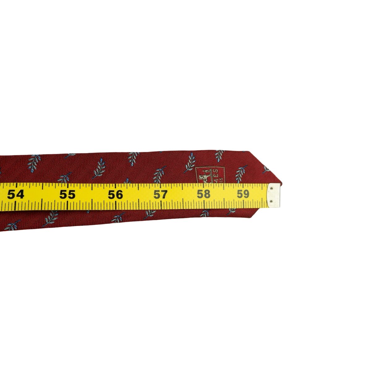 a16381 13 Hermes Tie Silk Maroon Floral Vine France (US Import Tax Included) มุมที่ 13