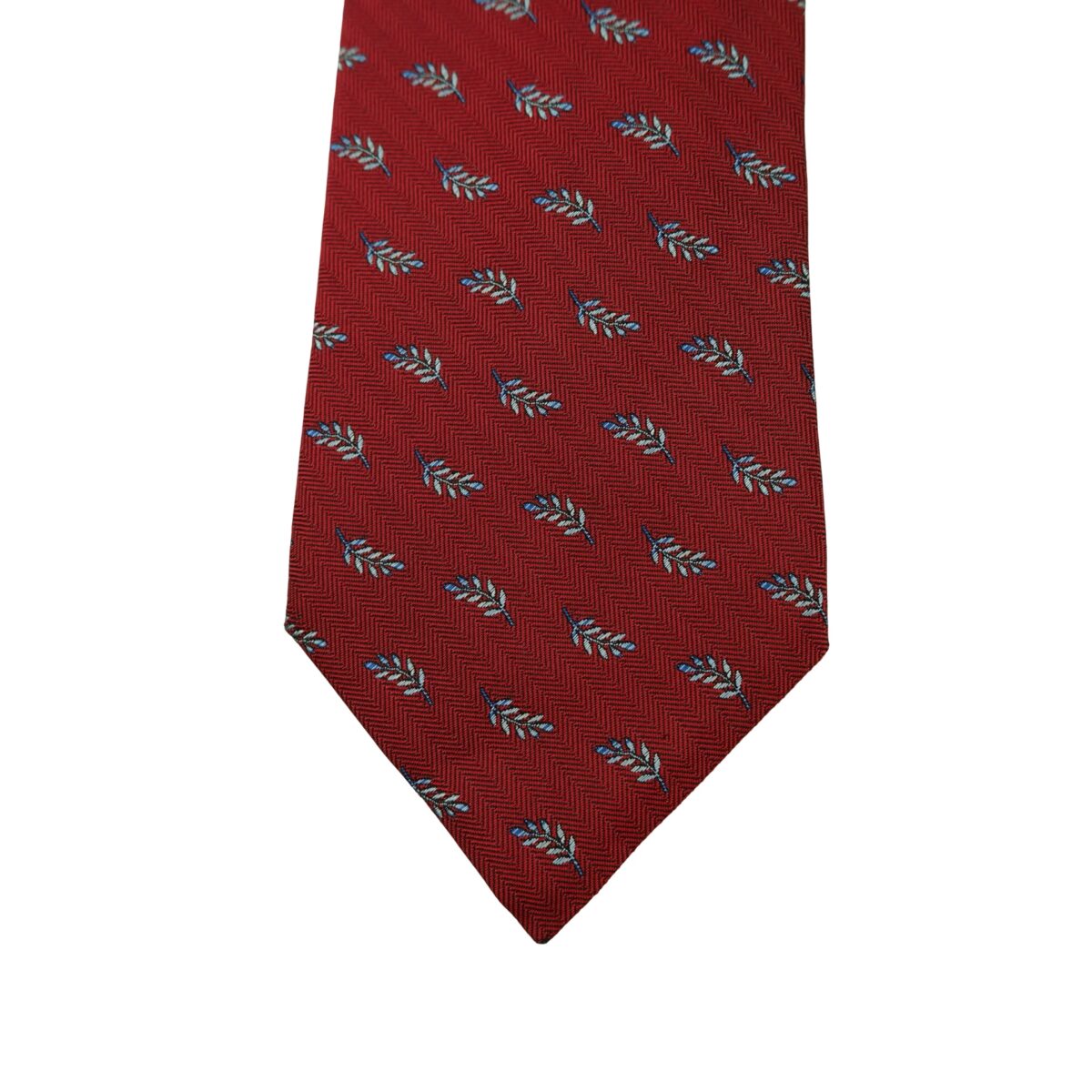 a16381 6 Hermes Tie Silk Maroon Floral Vine France (US Import Tax Included) มุมที่ 6