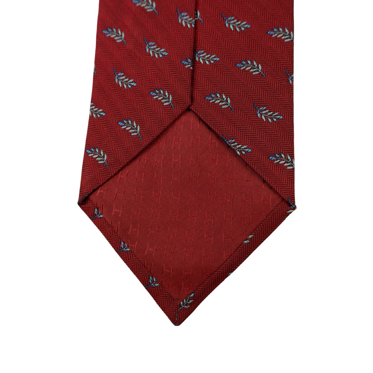 a16381 8 Hermes Tie Silk Maroon Floral Vine France (US Import Tax Included) มุมที่ 8