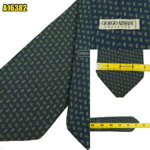 Giorgio Armani Tie Silk Navy Geometric Italy (US Import Tax Included) มุมที่ 1