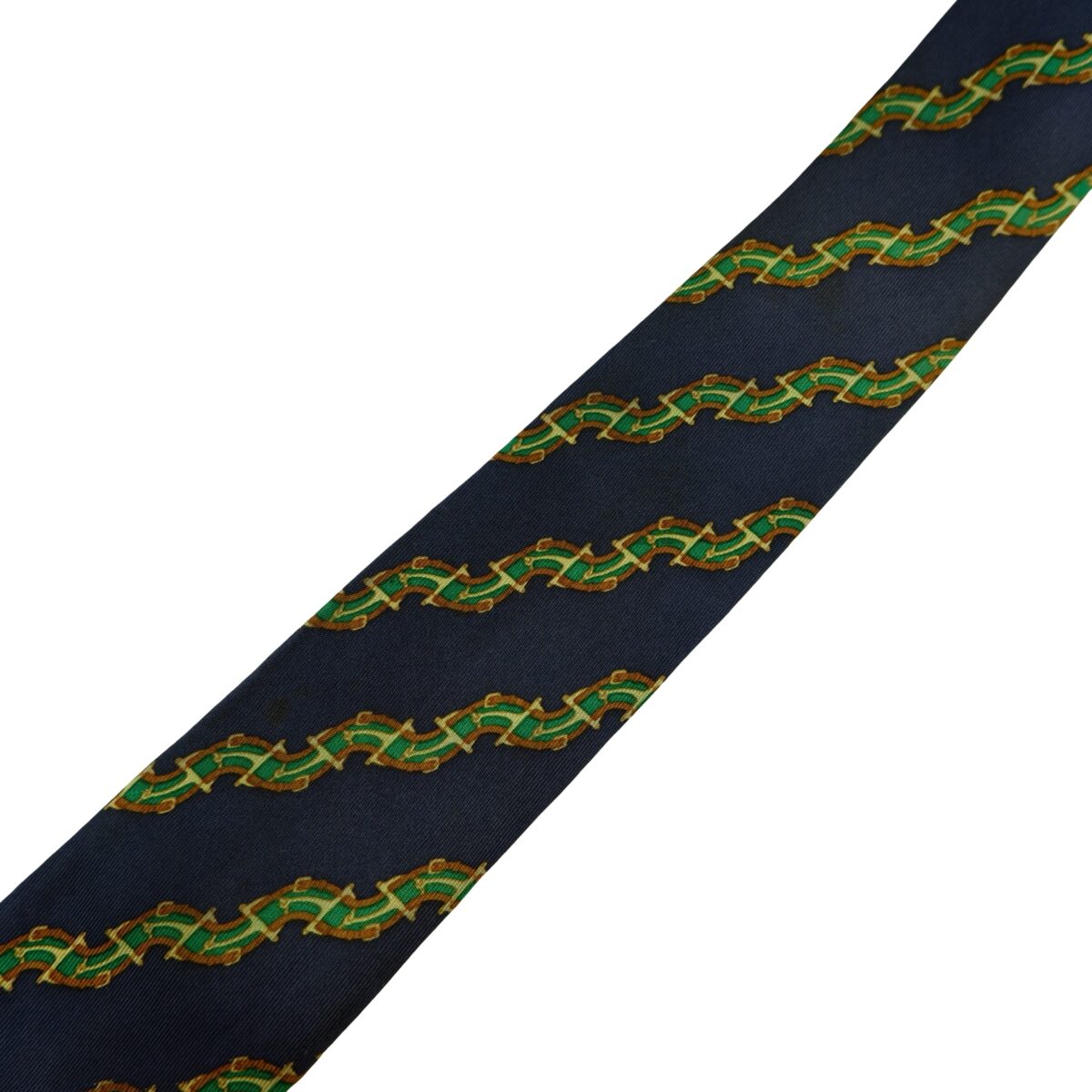 a16383 13 Hermes Tie Silk Navy Stripe France (US Import Tax Included) มุมที่ 13
