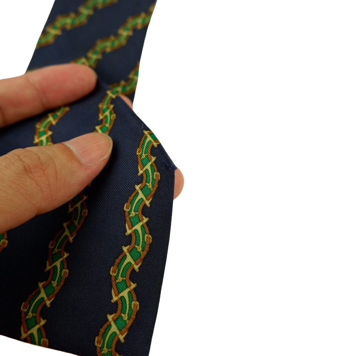 a16383 14 Hermes Tie Silk Navy Stripe France (US Import Tax Included) มุมที่ 14