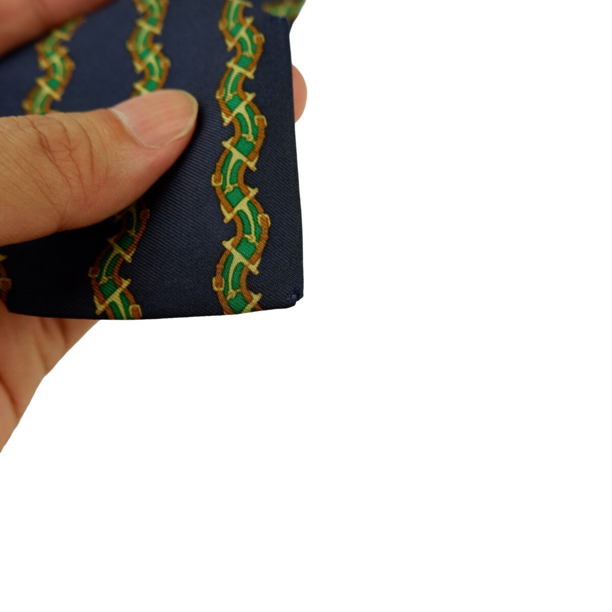 a16383 15 Hermes Tie Silk Navy Stripe France (US Import Tax Included) มุมที่ 15