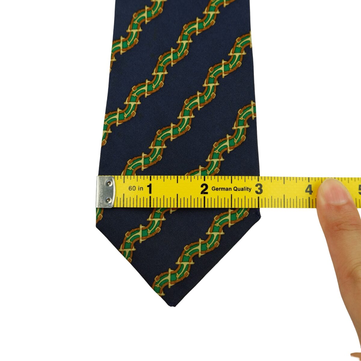 a16383 16 Hermes Tie Silk Navy Stripe France (US Import Tax Included) มุมที่ 16