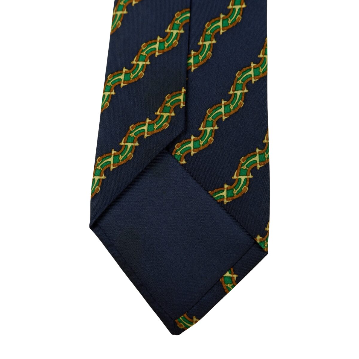 a16383 8 Hermes Tie Silk Navy Stripe France (US Import Tax Included) มุมที่ 8