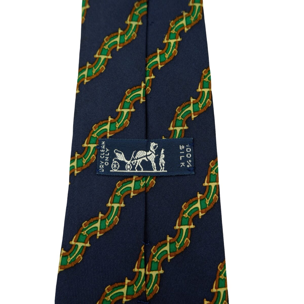a16383 9 Hermes Tie Silk Navy Stripe France (US Import Tax Included) มุมที่ 9