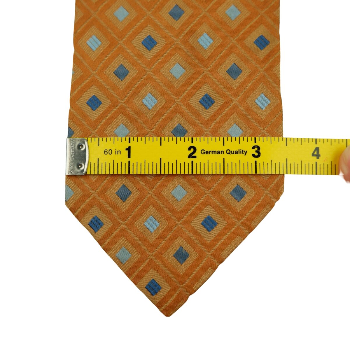 a16384 12 Hugo Boss Tie Silk Brown Geometric Italy (US Import Tax Included) มุมที่ 12
