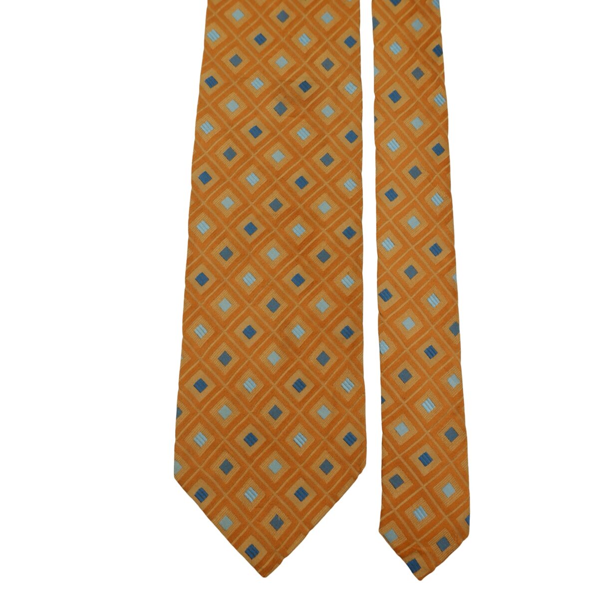 a16384 3 Hugo Boss Tie Silk Brown Geometric Italy (US Import Tax Included) มุมที่ 3