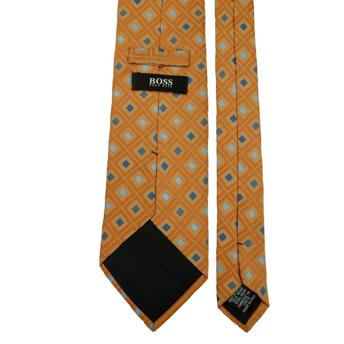 a16384 4 Hugo Boss Tie Silk Brown Geometric Italy (US Import Tax Included) มุมที่ 4