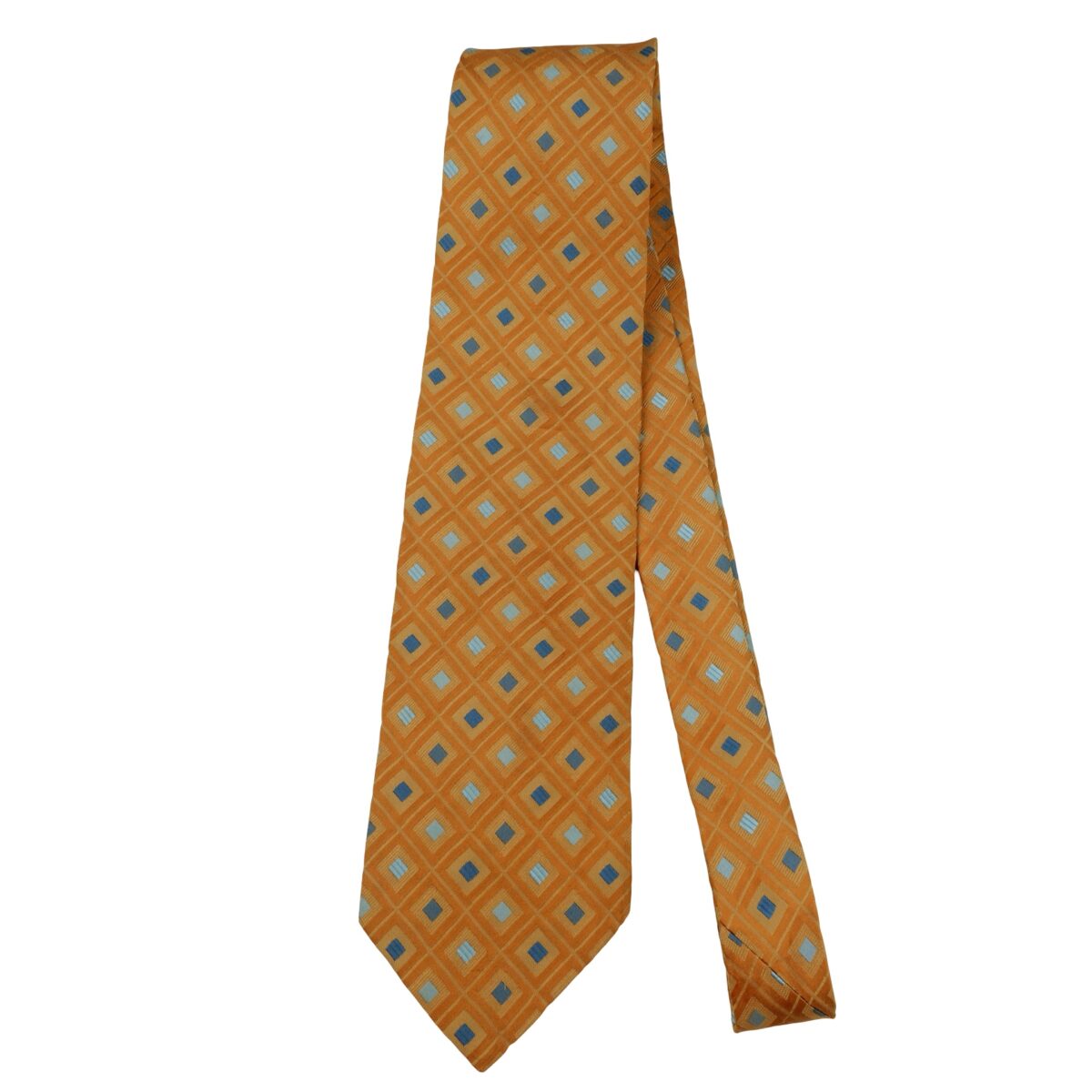 a16384 5 Hugo Boss Tie Silk Brown Geometric Italy (US Import Tax Included) มุมที่ 5