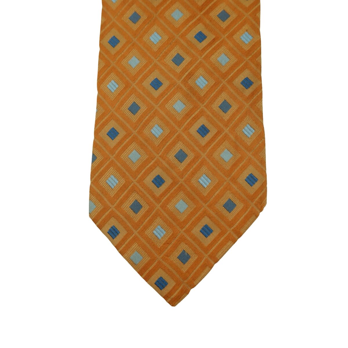 a16384 6 Hugo Boss Tie Silk Brown Geometric Italy (US Import Tax Included) มุมที่ 6