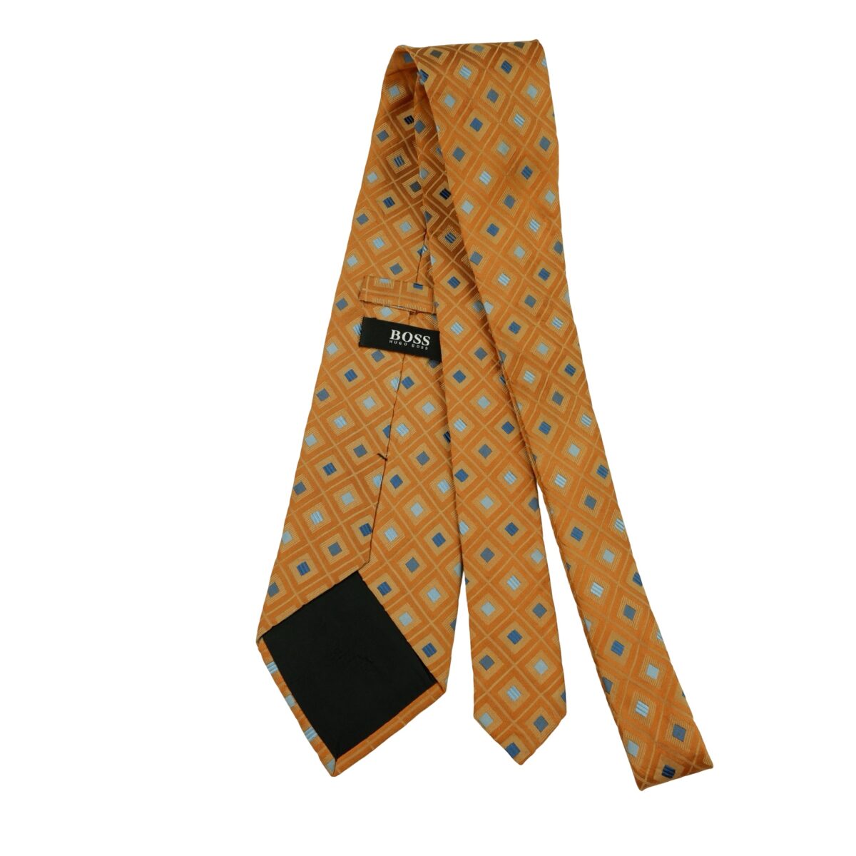 a16384 7 Hugo Boss Tie Silk Brown Geometric Italy (US Import Tax Included) มุมที่ 7