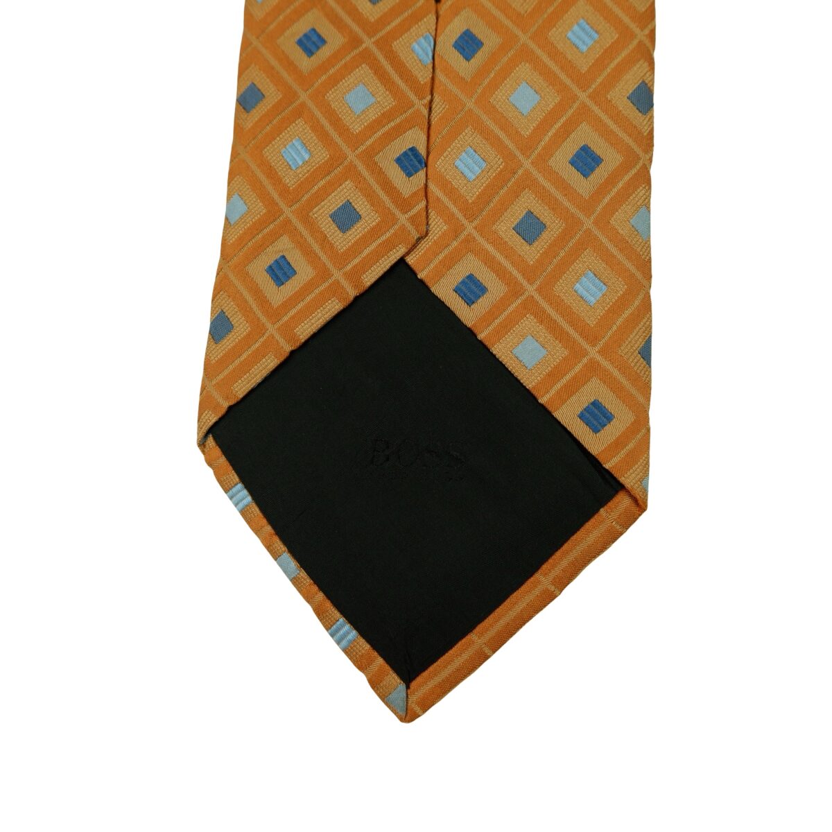 a16384 8 Hugo Boss Tie Silk Brown Geometric Italy (US Import Tax Included) มุมที่ 8