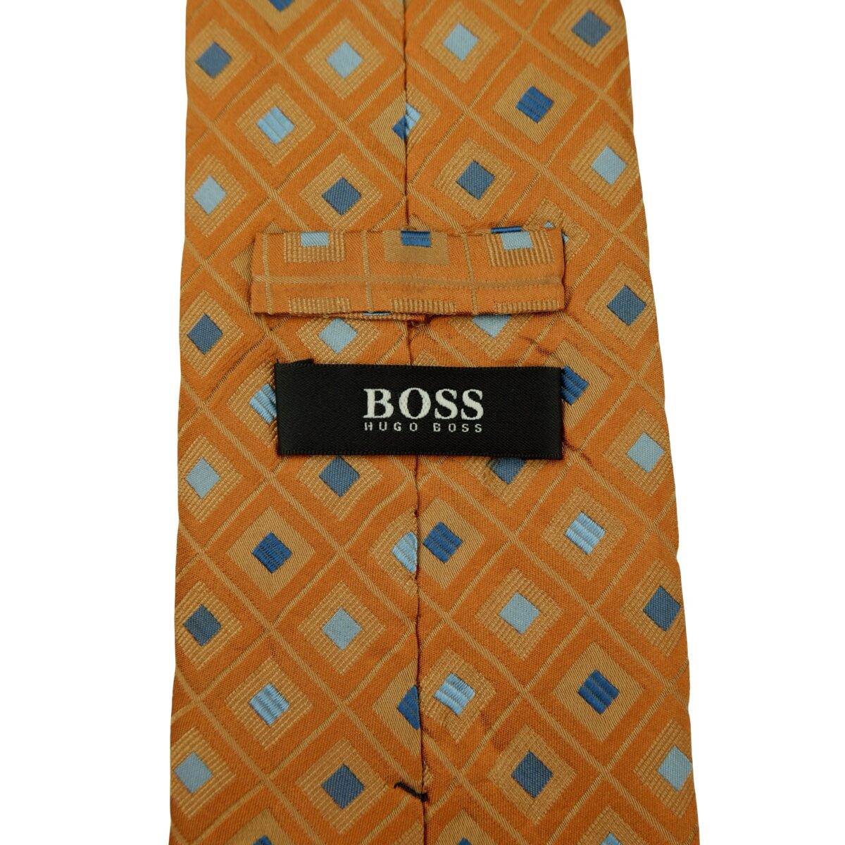 a16384 9 Hugo Boss Tie Silk Brown Geometric Italy (US Import Tax Included) มุมที่ 9