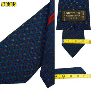Givenchy Tie Silk Navy Geometric Italy (US Import Tax Included) มุมที่ 1