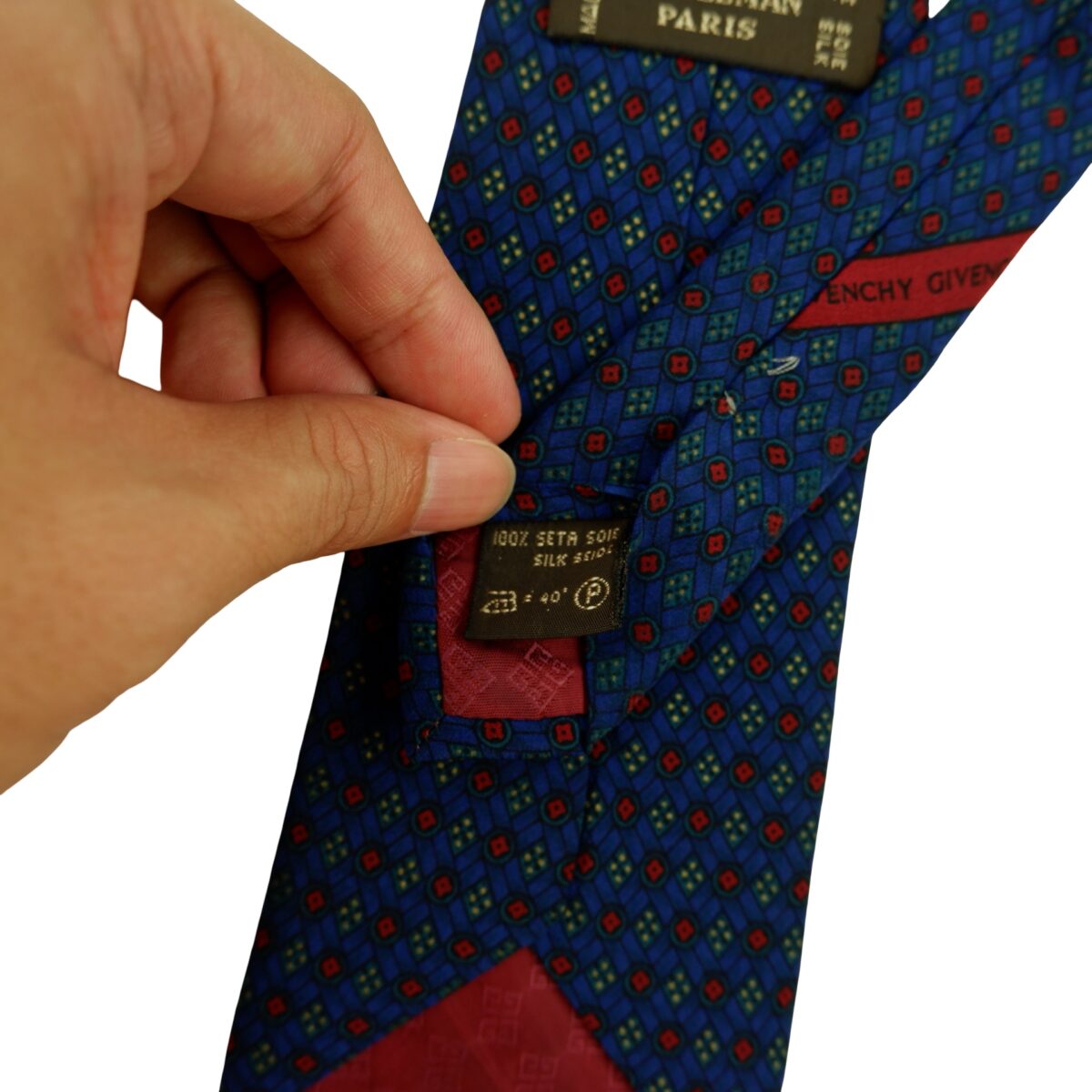 a16385 10 Givenchy Tie Silk Navy Geometric Italy (US Import Tax Included) มุมที่ 10