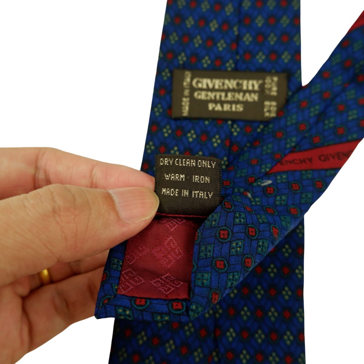 a16385 11 Givenchy Tie Silk Navy Geometric Italy (US Import Tax Included) มุมที่ 11