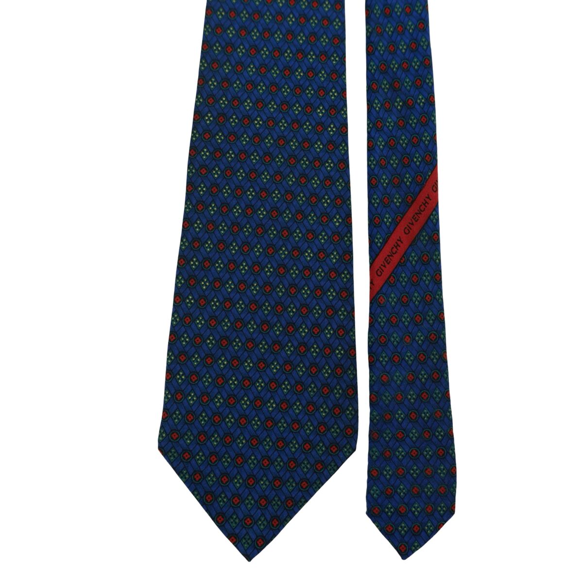 a16385 3 Givenchy Tie Silk Navy Geometric Italy (US Import Tax Included) มุมที่ 3