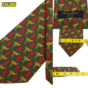 Brooks Brothers Tie Silk Green Animal Pattern USA (US Import Tax Included) มุมที่ 1