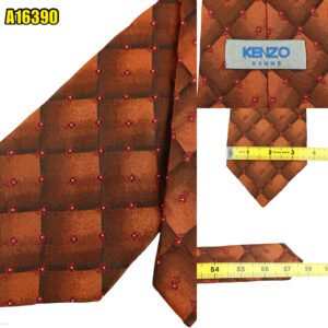 Kenzo Tie Silk Brown Geometric Japan (US Import Tax Included) มุมที่ 1