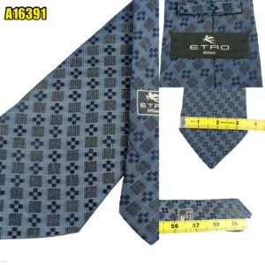 Etro Tie Silk Navy Geometric Italy (US Import Tax Included) มุมที่ 1
