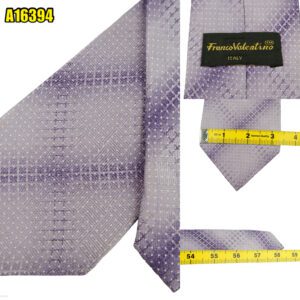 Franco Valentino Tie Silk Purple Check Italy (US Import Tax Included) มุมที่ 1