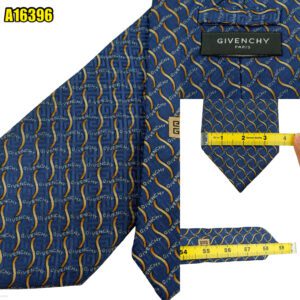 Givenchy Tie Silk Blue Geometric Italy (US Import Tax Included) มุมที่ 1