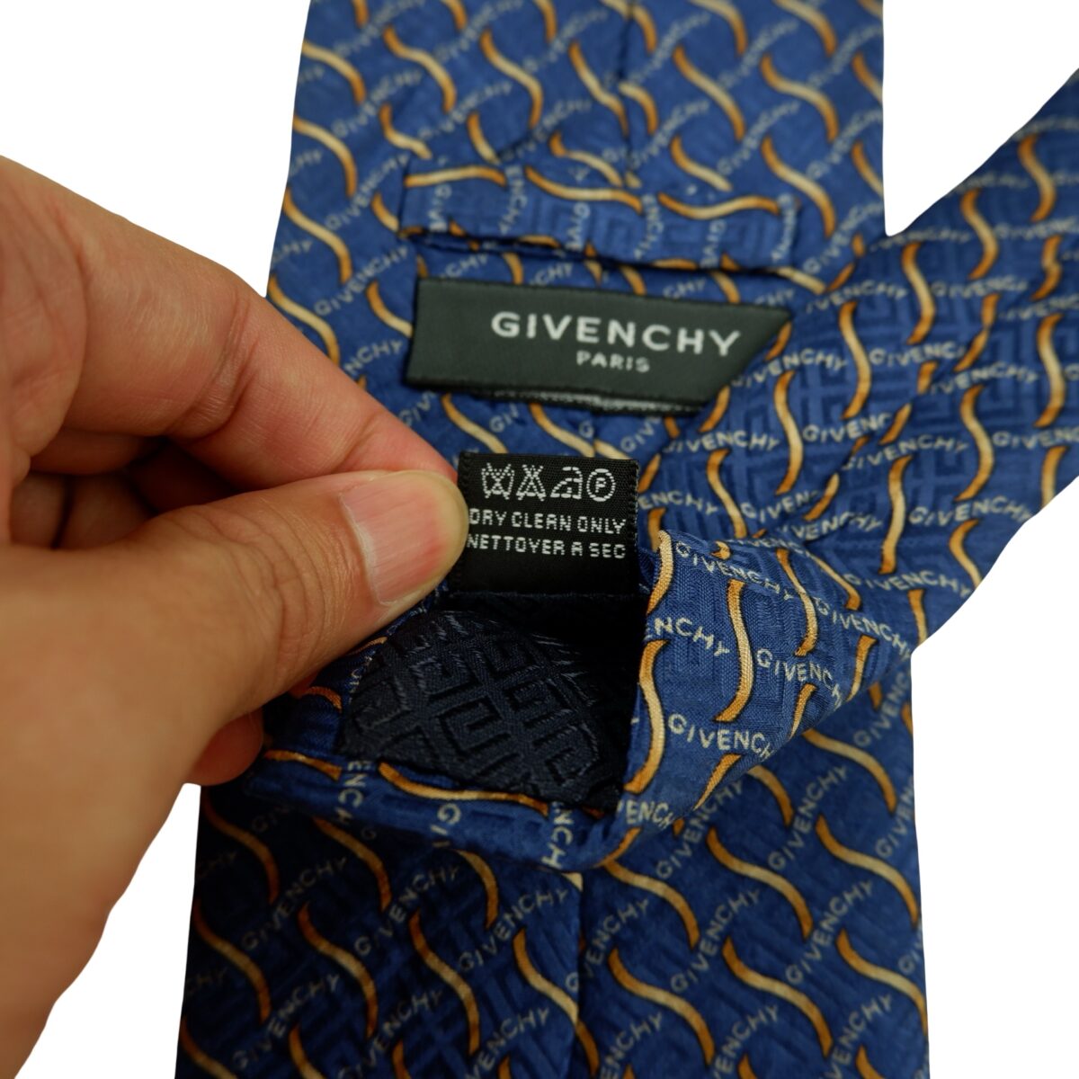 a16396 12 Givenchy Tie Silk Blue Geometric Italy (US Import Tax Included) มุมที่ 12