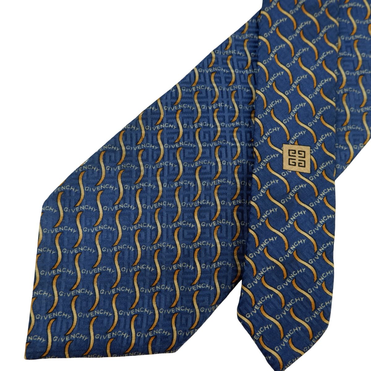 a16396 2 Givenchy Tie Silk Blue Geometric Italy (US Import Tax Included) มุมที่ 2