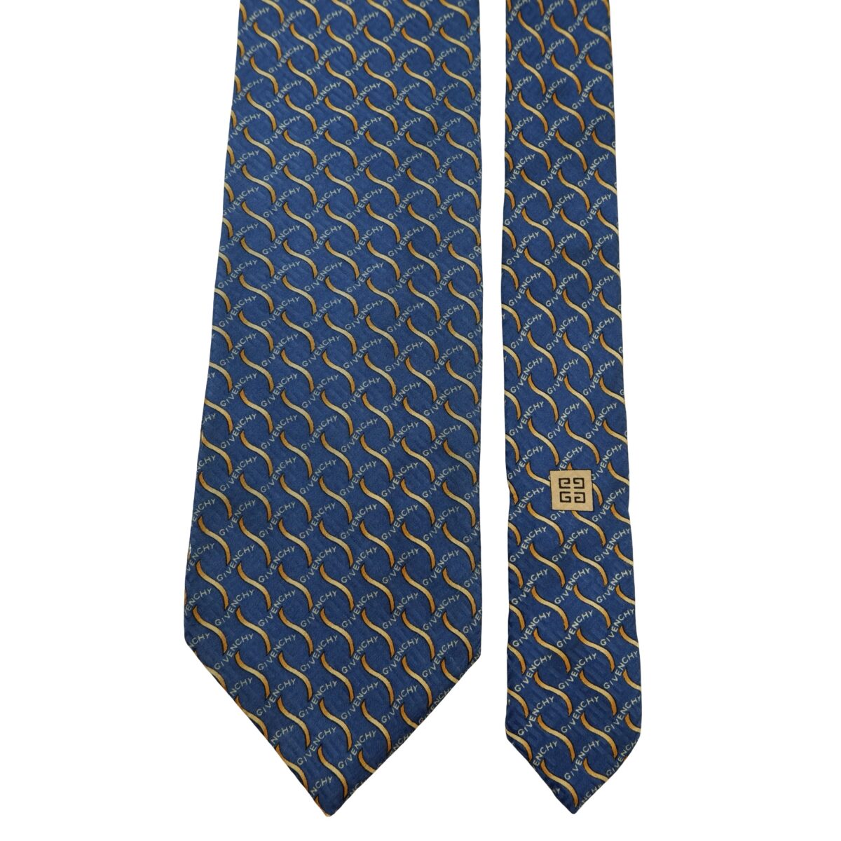 a16396 3 Givenchy Tie Silk Blue Geometric Italy (US Import Tax Included) มุมที่ 3