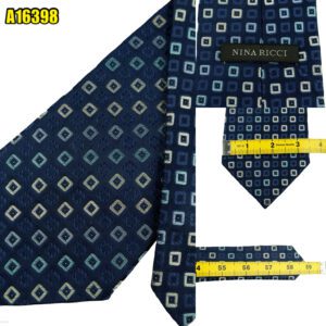 Nina Ricci Tie Silk Navy Geometric Korea (US Import Tax Included) มุมที่ 1