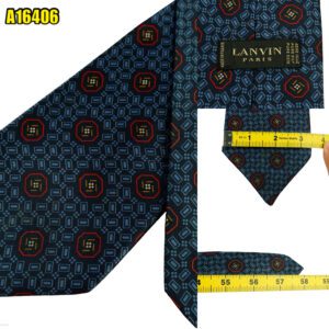 Lanvin Tie Silk Navy Geometric France (US Import Tax Included) มุมที่ 1