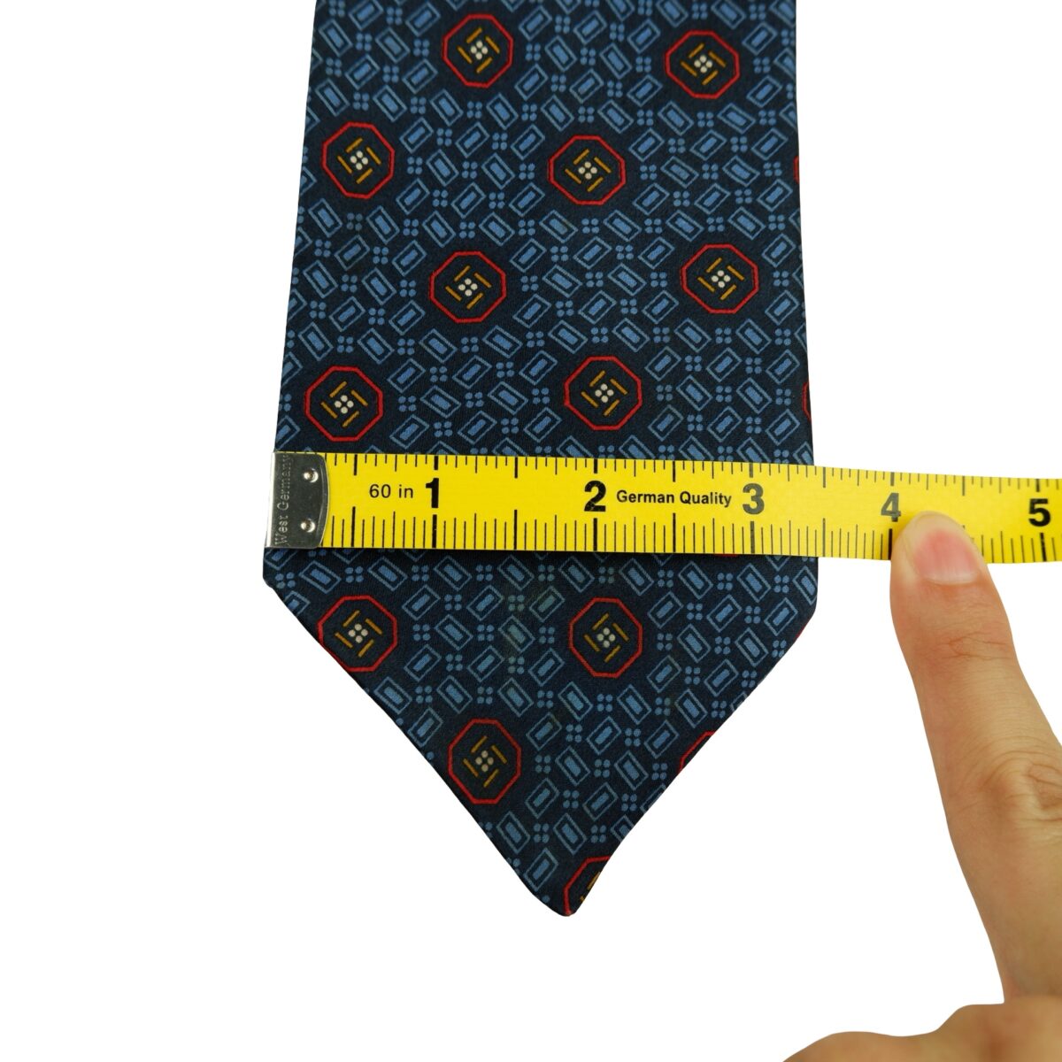 a16406 11 Lanvin Tie Silk Navy Geometric France (US Import Tax Included) มุมที่ 11