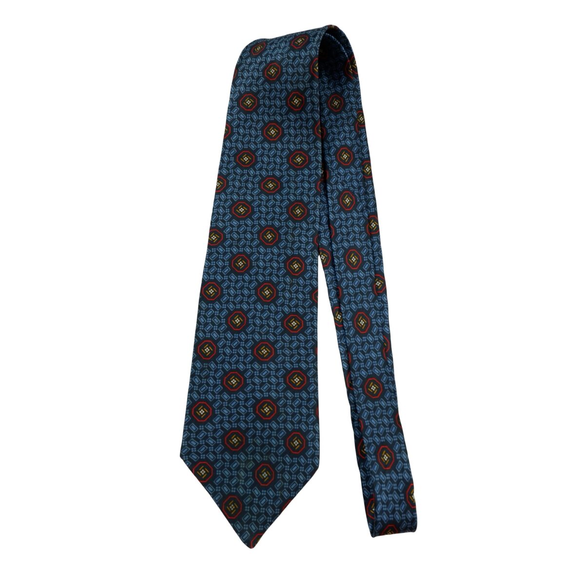 a16406 5 Lanvin Tie Silk Navy Geometric France (US Import Tax Included) มุมที่ 5