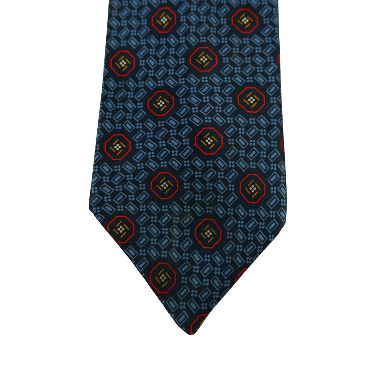 a16406 6 Lanvin Tie Silk Navy Geometric France (US Import Tax Included) มุมที่ 6