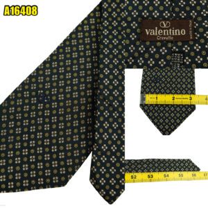 Valentino Tie Silk Black Geometric Italy (US Import Tax Included) มุมที่ 1