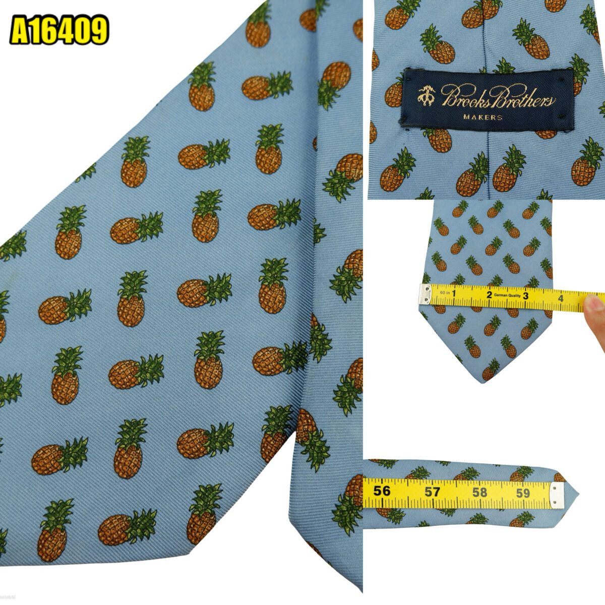 Brooks Brothers Tie Silk Light Blue Pine Apple Pattern USA (US Import Tax Included) | mesabb clothing Brooks Brothers Tie Silk Light Blue Pine Apple Pattern USA (US Import Tax Included) มุมที่ 1