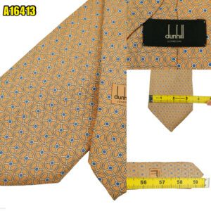 Dunhill Tie Silk Orange Geometric Italy (US Import Tax Included) มุมที่ 1