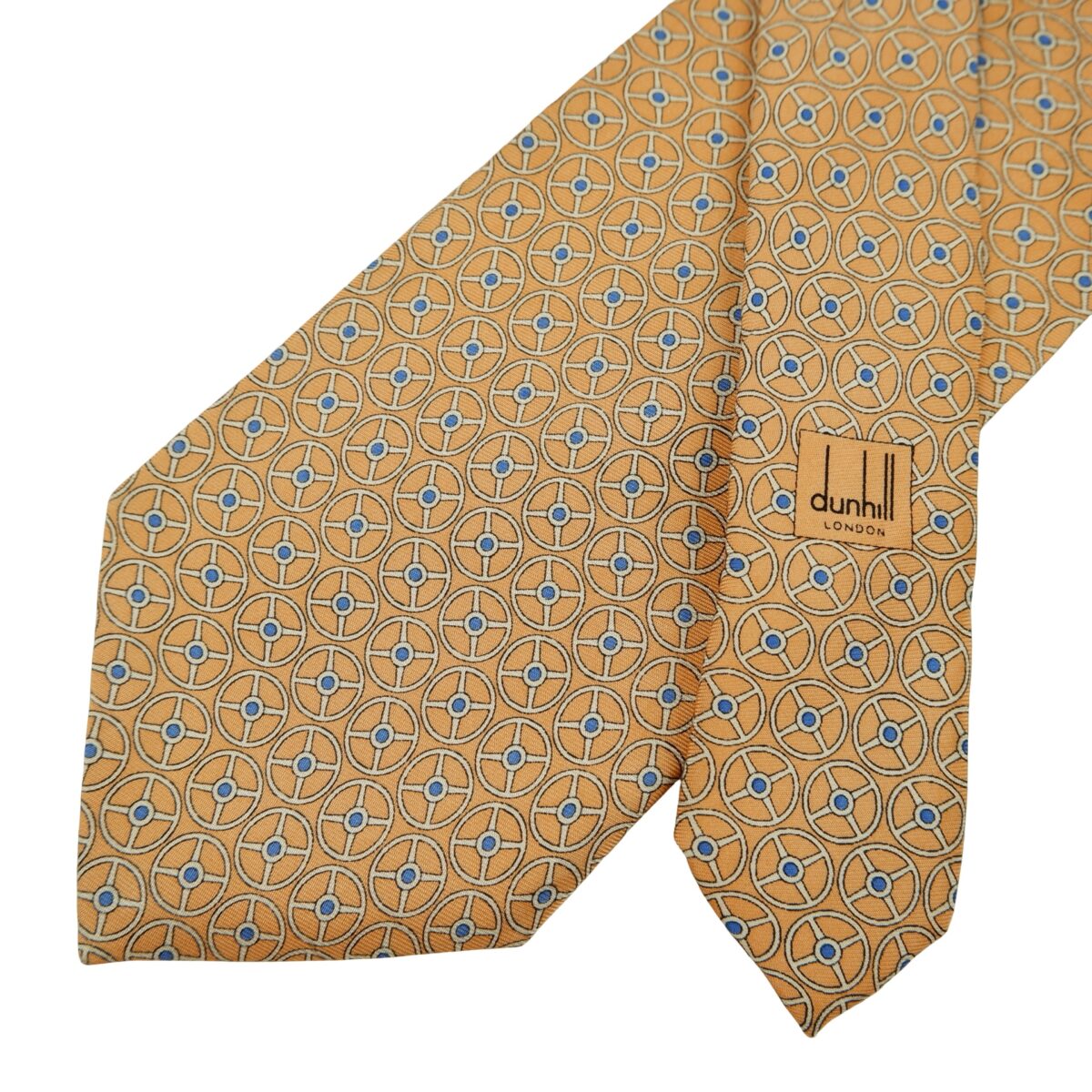 a16413 2 Dunhill Tie Silk Orange Geometric Italy (US Import Tax Included) มุมที่ 2