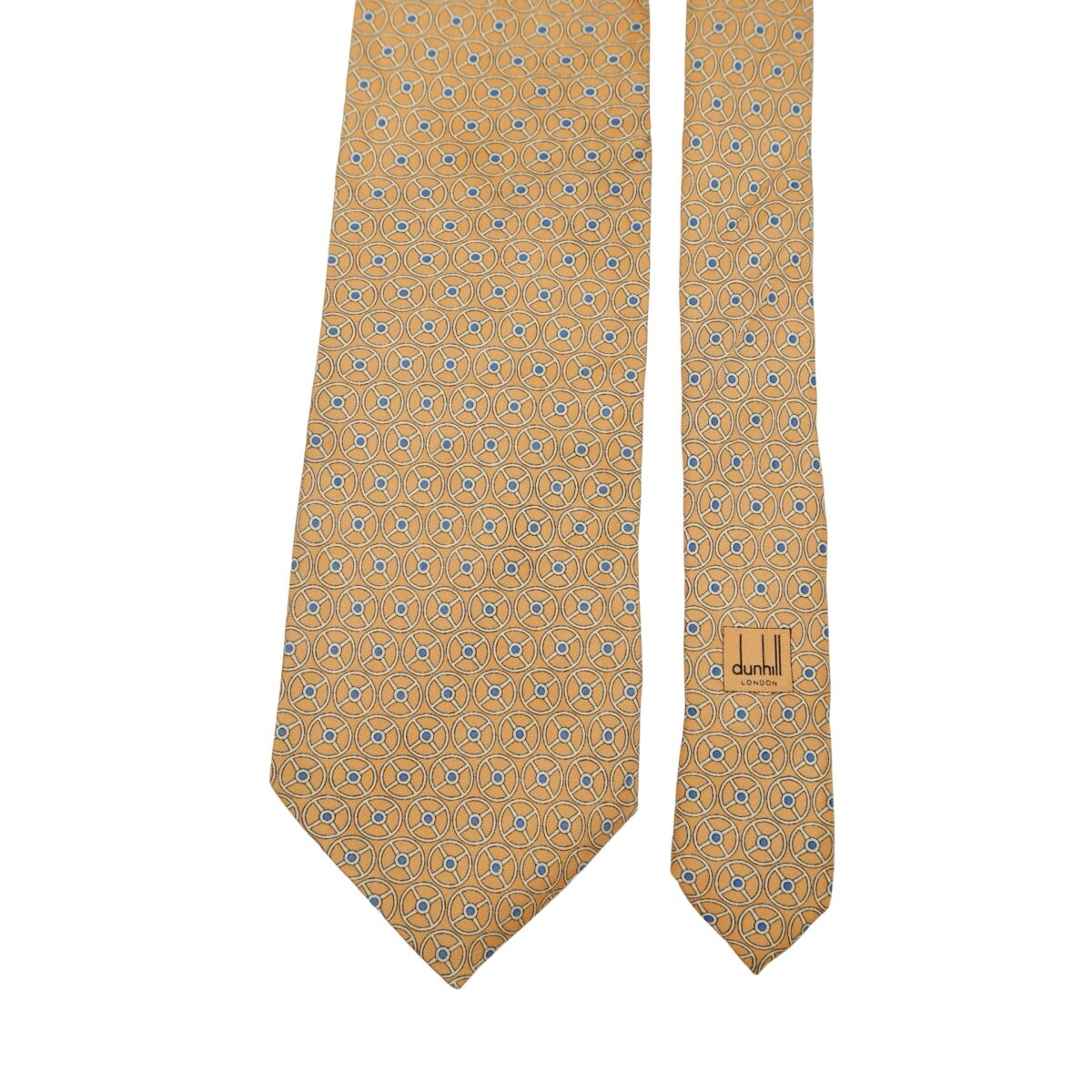 a16413 3 Dunhill Tie Silk Orange Geometric Italy (US Import Tax Included) มุมที่ 3