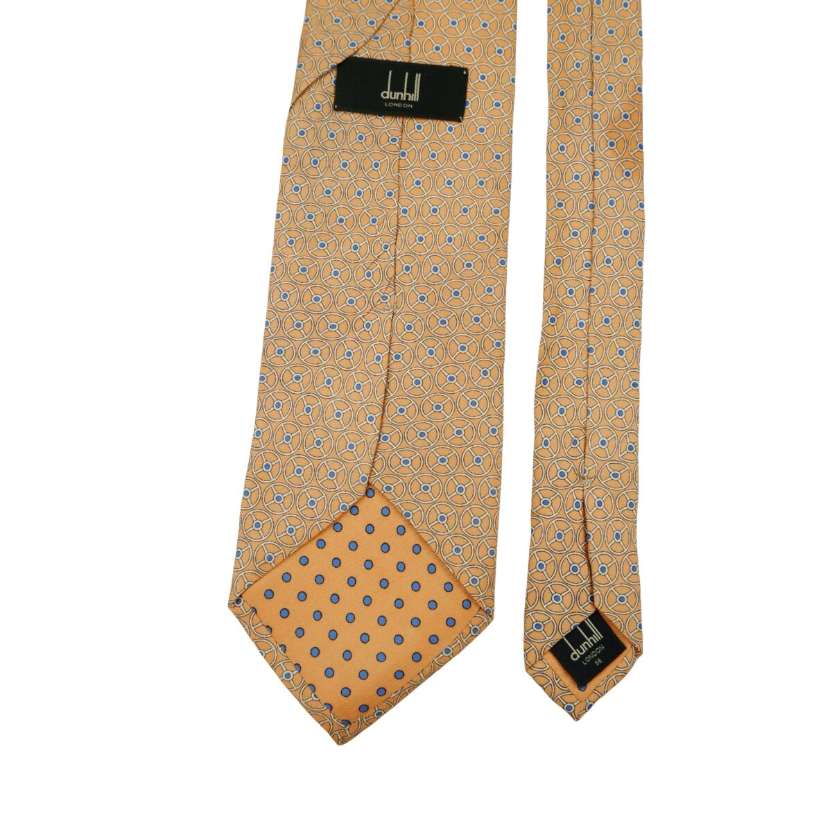 a16413 4 Dunhill Tie Silk Orange Geometric Italy (US Import Tax Included) มุมที่ 4