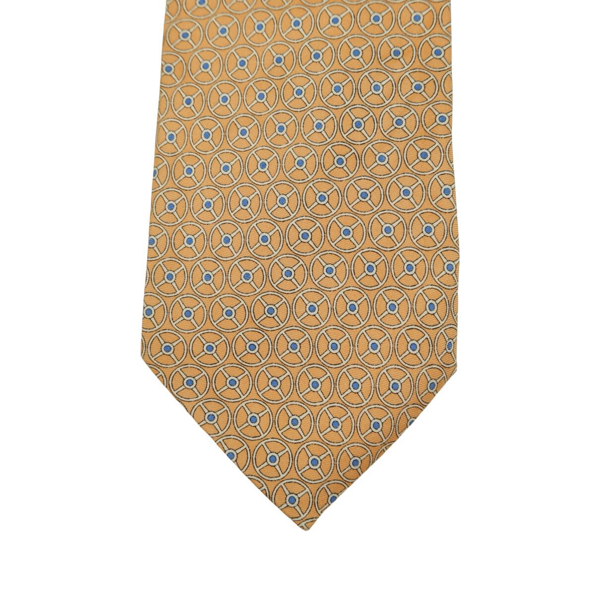 a16413 6 Dunhill Tie Silk Orange Geometric Italy (US Import Tax Included) มุมที่ 6
