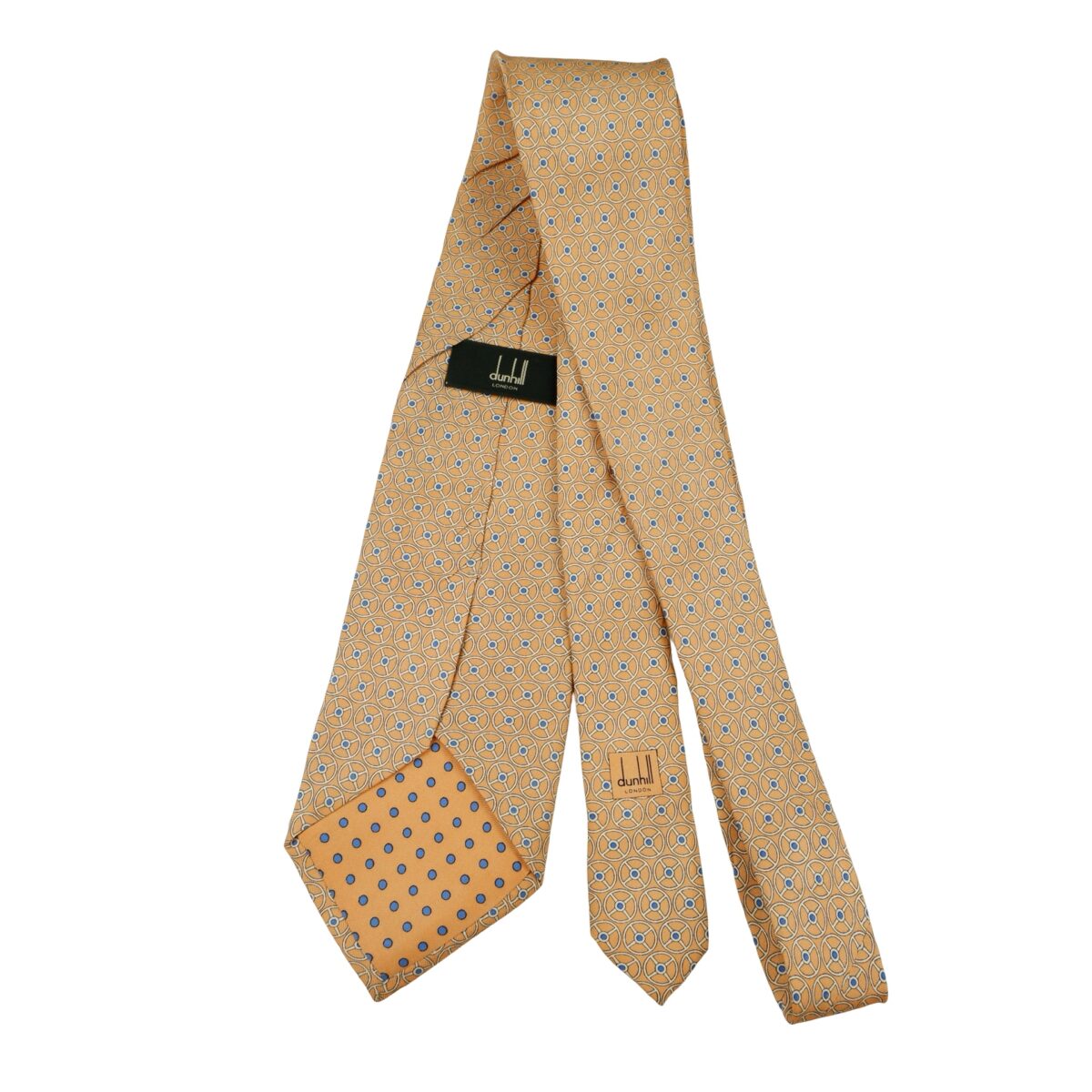 a16413 7 Dunhill Tie Silk Orange Geometric Italy (US Import Tax Included) มุมที่ 7