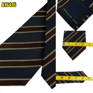 Ermenegildo Zegna Tie Silk Dark Navy Pink Stripe Italy (US Import Tax Included) มุมที่ 1
