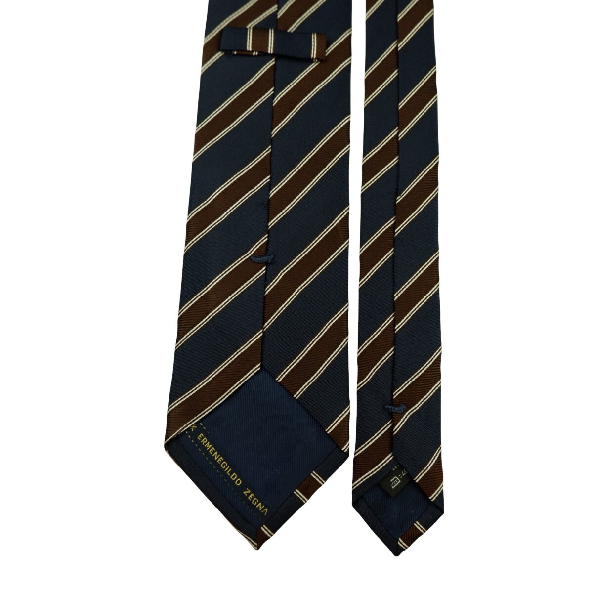 a16415 4 Ermenegildo Zegna Tie Silk Dark Navy Pink Stripe Italy (US Import Tax Included) มุมที่ 4